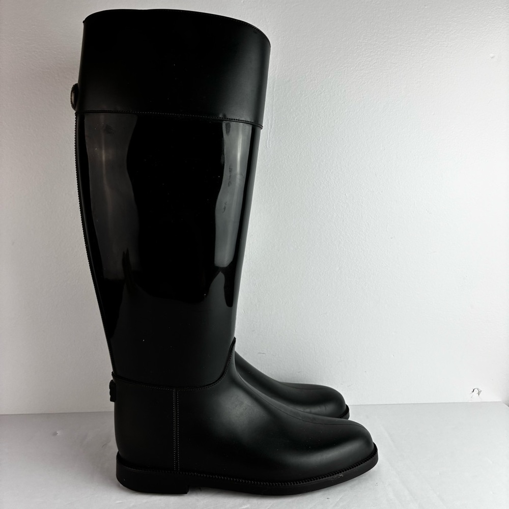 Sloosh Made in Italy Tall Black Rain Boots - Picture 2 of 7